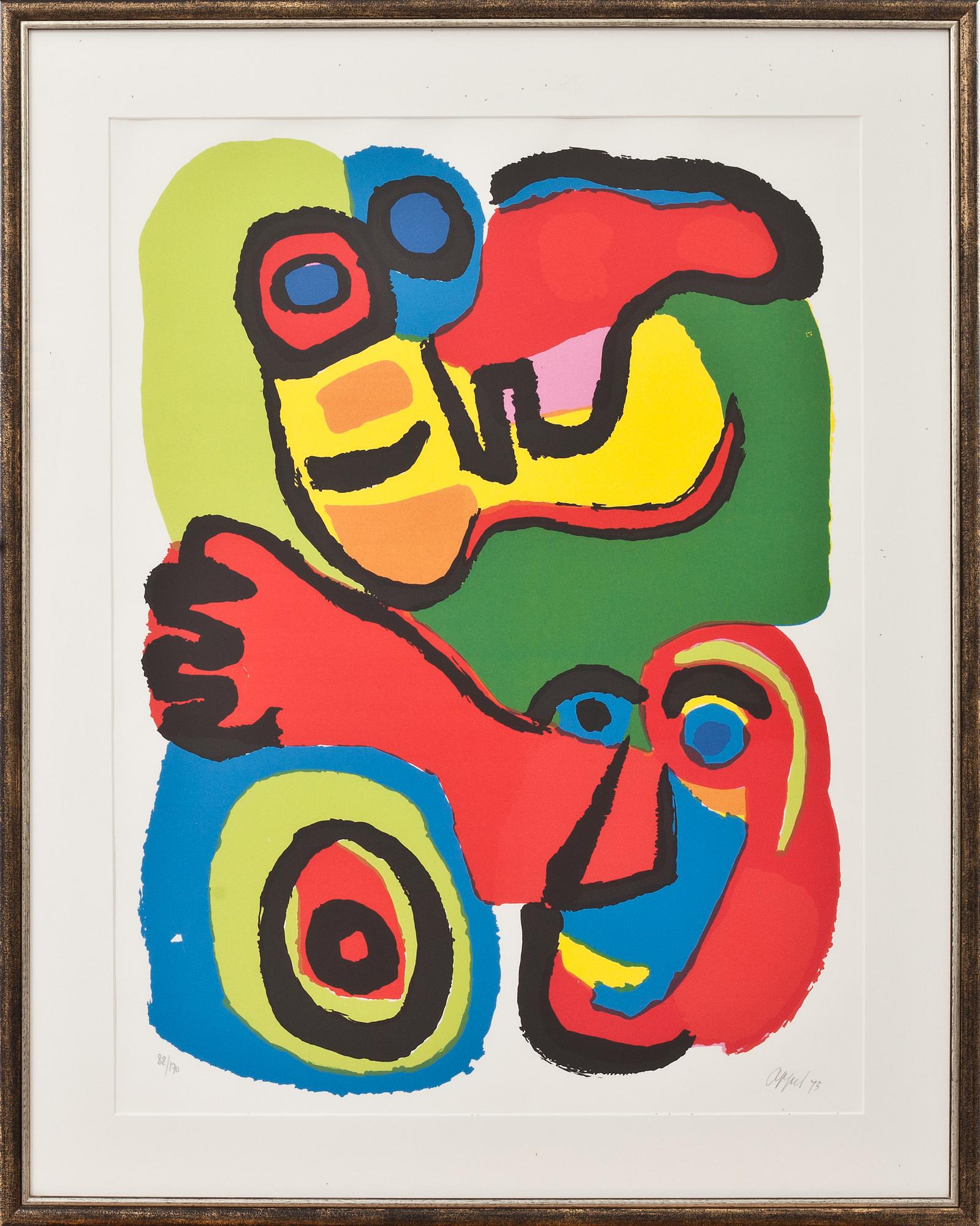 KAREL APPEL, färglitografi, signerad, numrerad 82/170 och daterad- 73.