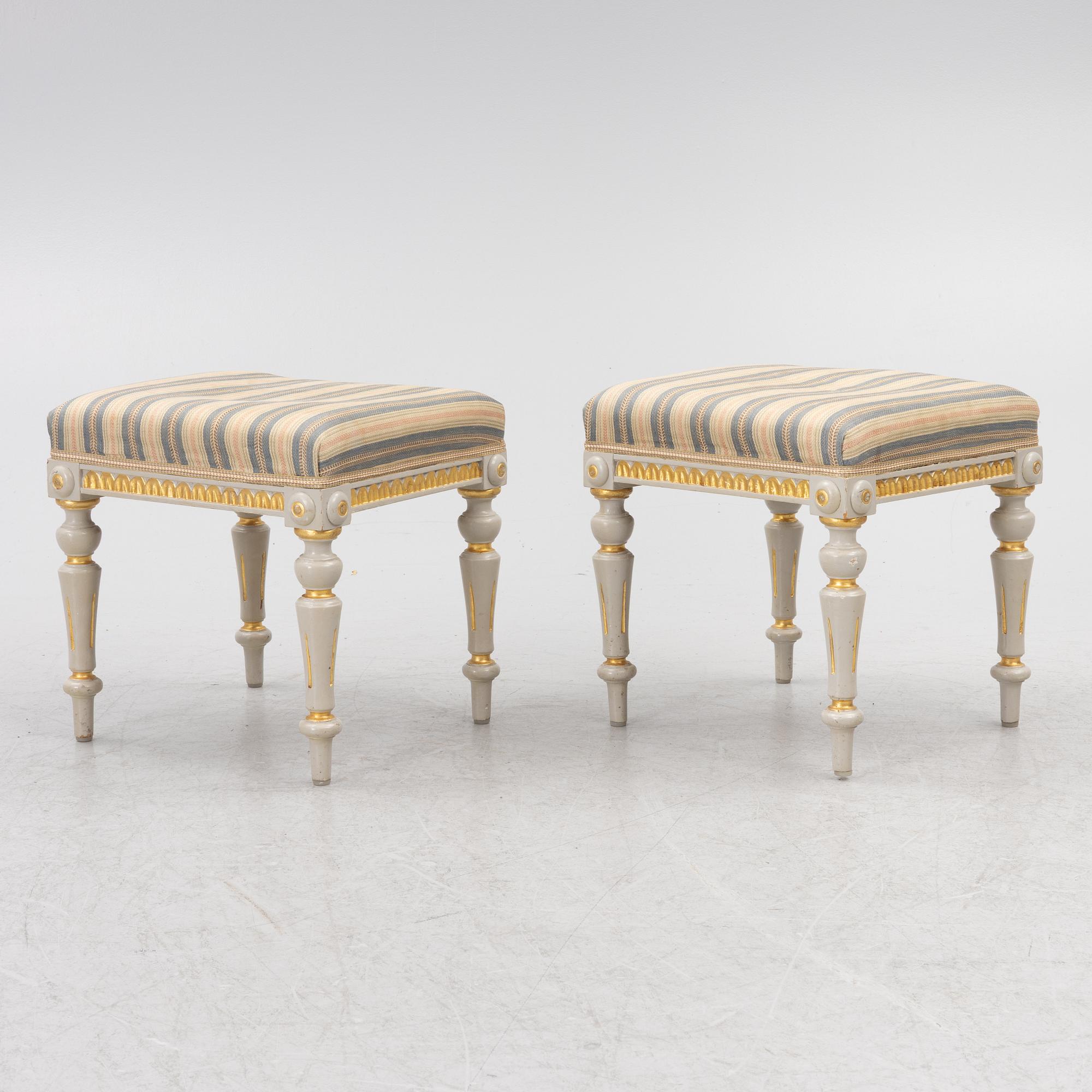 A pair of Gustavian style stools, 19th century.