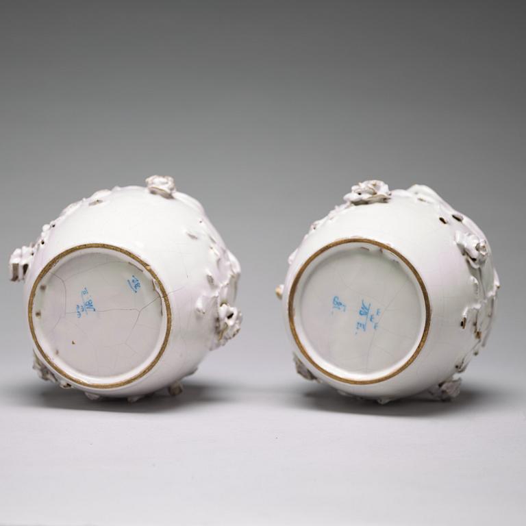 A pair of Swedish faiance jars, Marieberg, period of Ehrenreich (1758-66).