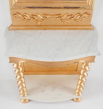 SPEGEL med KONSOLBORD, nyrokoko, 1800-talets andra hälft.