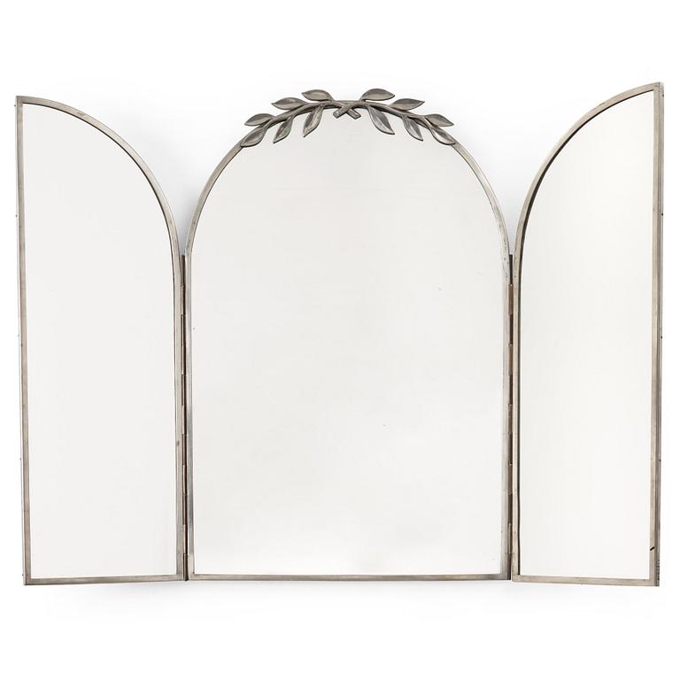 Estrid Ericson, A pewter three-piece mirror, Svenskt Tenn, Stockholm 1939, model 884.