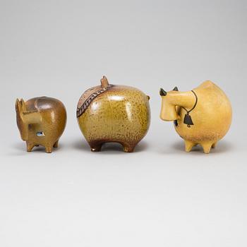 A set of three "Stora Zoo" stoneware figurines by Lisa Larson for Gustavsberg.