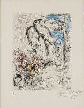 MARC CHAGALL, etching and aquatint with hand colouring, signed and numbered 15/50.