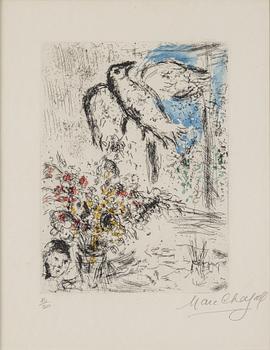 MARC CHAGALL, handkolorerad etsning och akvatint, signerad och numrerad 15/50.