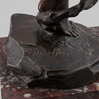 JULES DERCHEU, efter. "Daphné poursuivie par Apollon". Skulptur. Signerad. Brons, höjd 69 cm (inklusive sockel).
