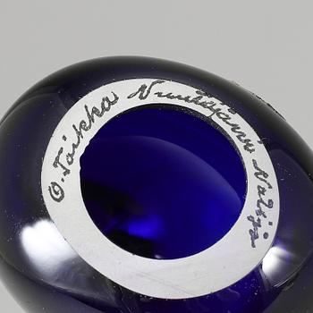 OIVA TOIKKA, glasfågel, Green Flycatcher 1972, signerad O.Toikka, Nuutajärvi Notsjö.