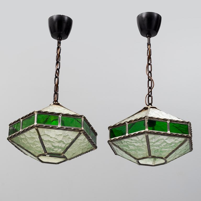 a pair of jugend ceiling lights from the early 20th century.