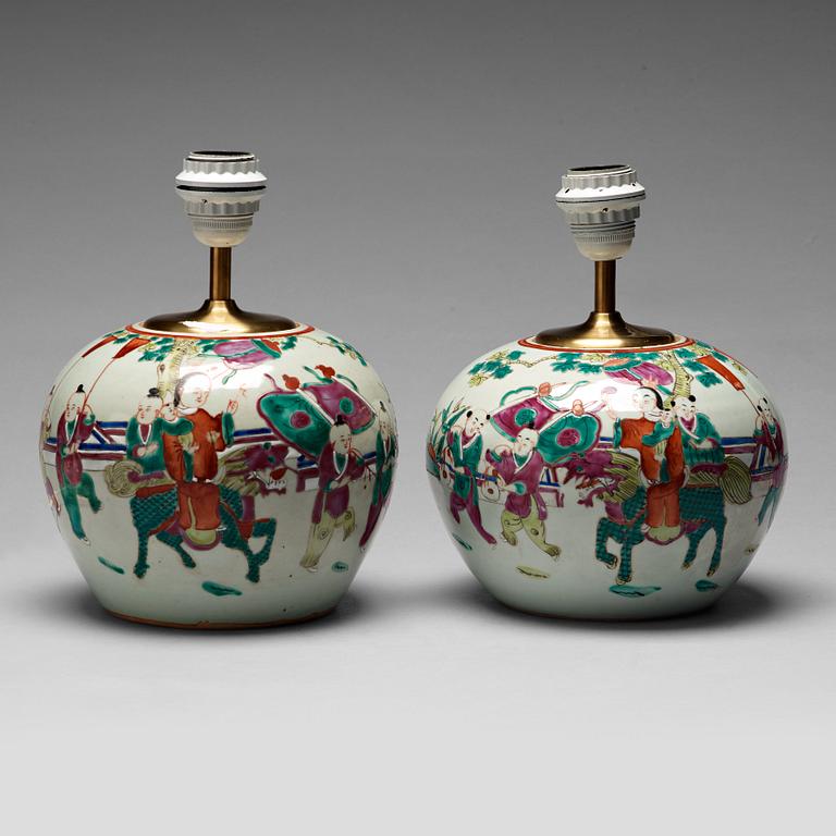 Two Chinese famille rose jars, circa 1900.