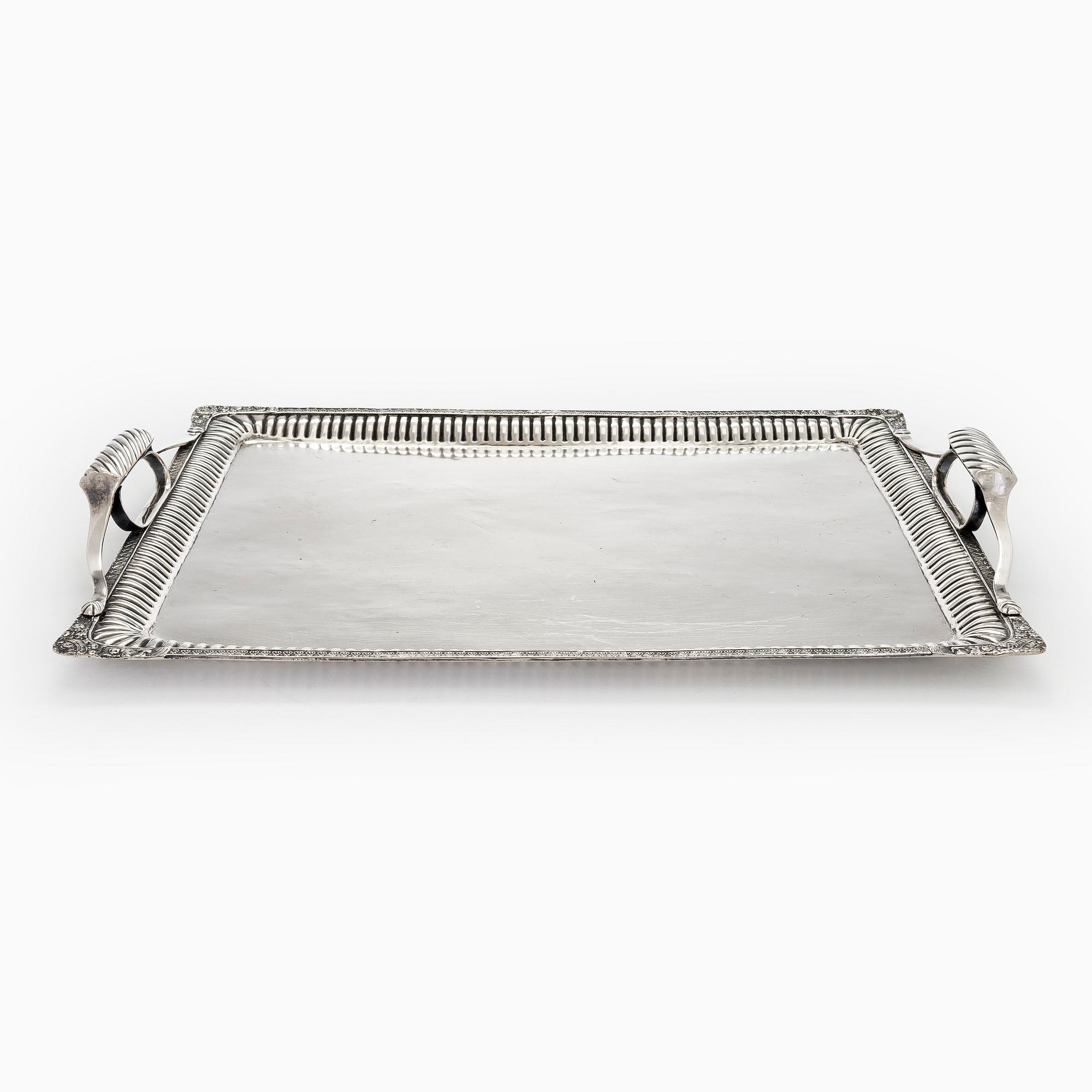 A silver tray, Saint Petersburg 1826. Unidentified maker's mark, Cyrillic M.F.