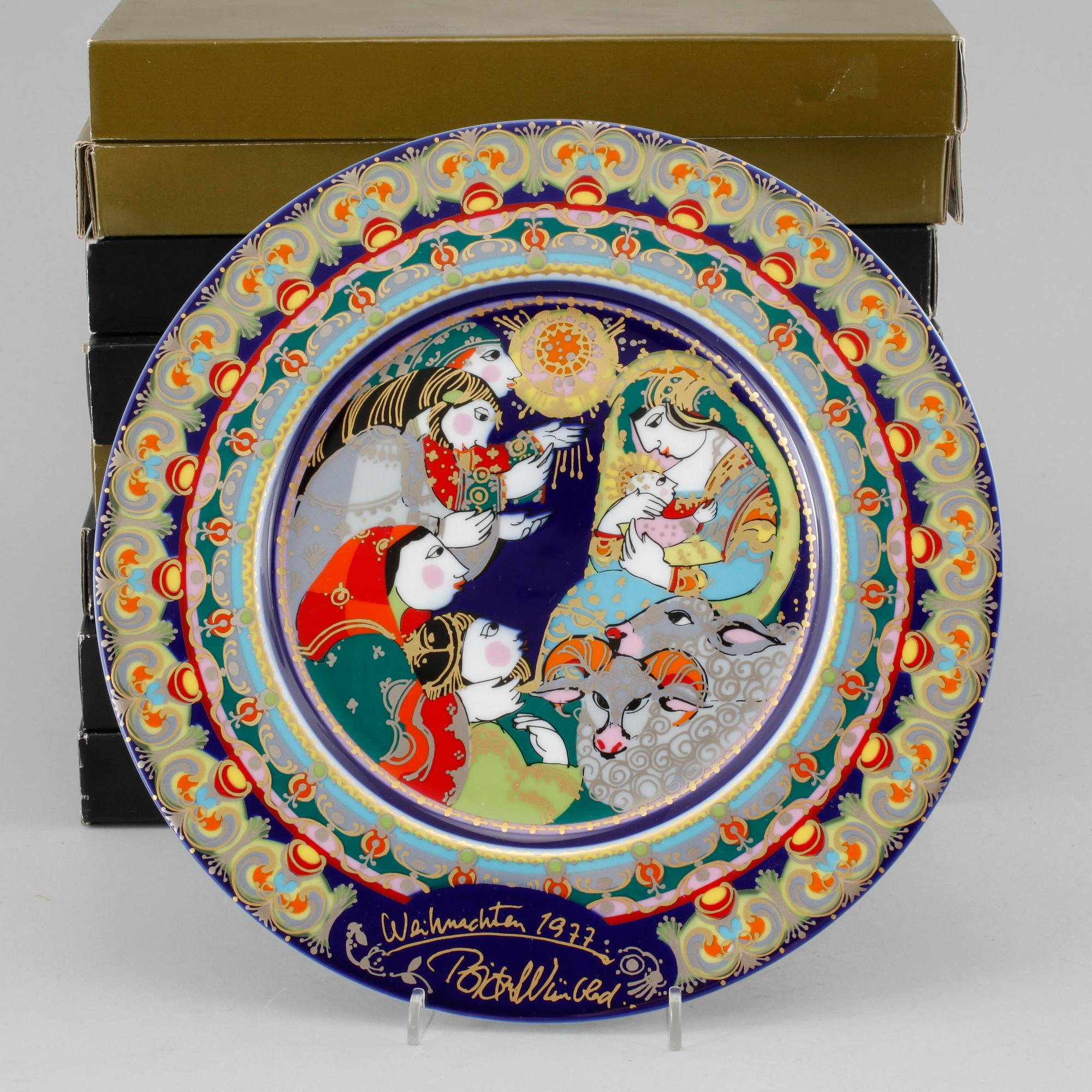 Ten porcelain plates by Björn Wiinblad for Rosenthal, second half of the 20th century.