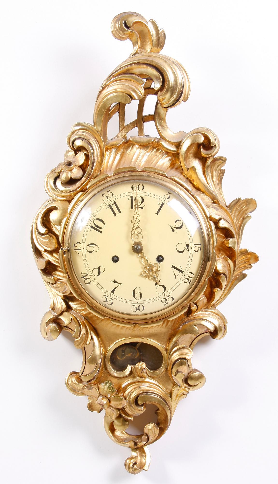 VÄGGPENDYL SAMT LAMPETTER, rokokostil, 1900-talets mitt.