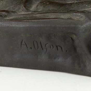 Anders Olson, skulptur signerad patinerad brons.