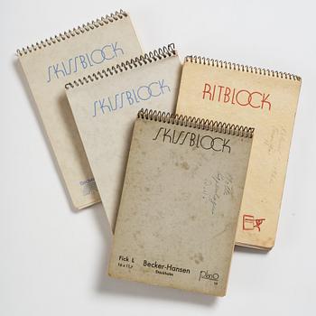 Lotte Laserstein, 4 sketchbooks with pencil drawings.