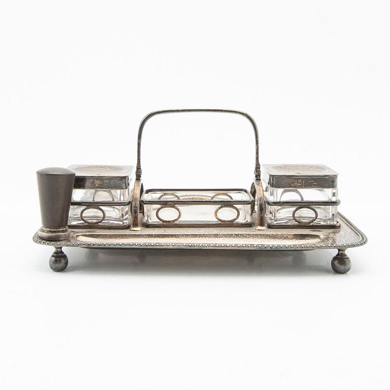 Writing set, silver, London, England, 1933, along with a letter opener, Hugo Strömdahl, Stockholm, 1953, and a seal.