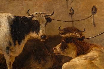 Jacob van Strij (Stry), Cows by a Barn Wall.