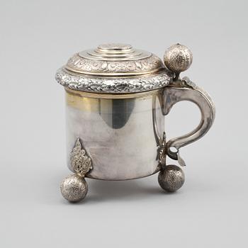 DRYCKESKANNA, silver, barockstil, GAB, Stockholm, 1939, vikt 810 gram.