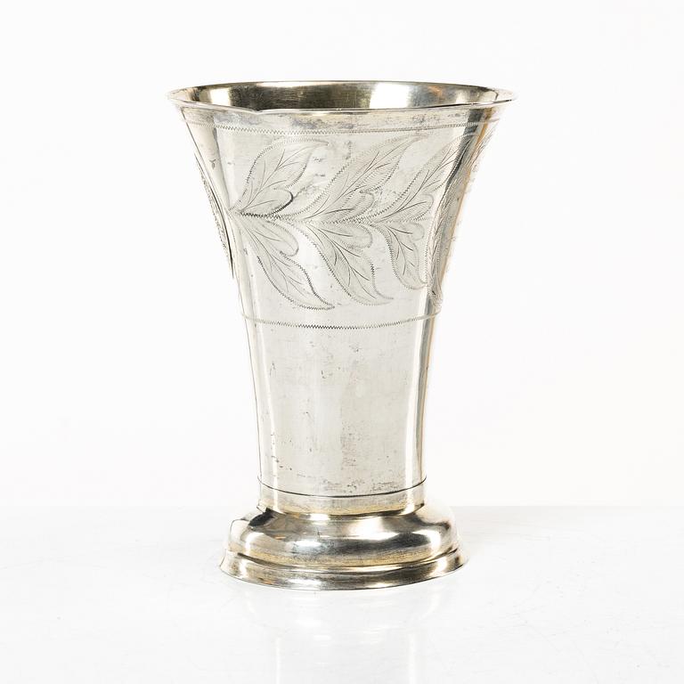 A silver beaker, mark of Carl Johan Österman, Turku, Finland 1838.