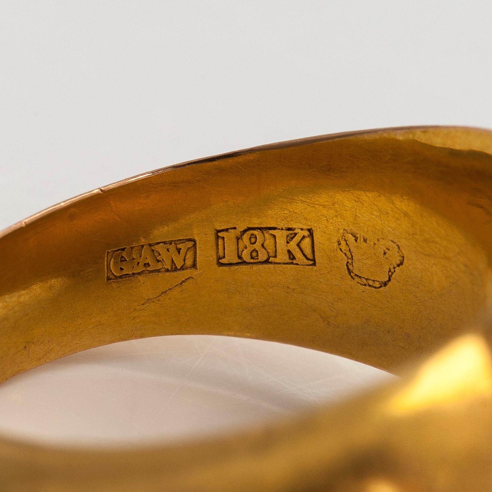 Ring, 18K guld, Gustaf Adolf Veckman, Tavastehus 1861.