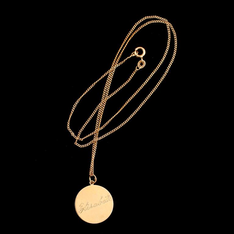 KEDJA MED HÄNGE, 18 k guld. Vikt 5 g.