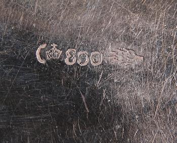 PARTI SILVER, 5 delar, bl a Göteborg, Östersund och Tyskland, 1800-1900-tal. Ca 250 g silver.