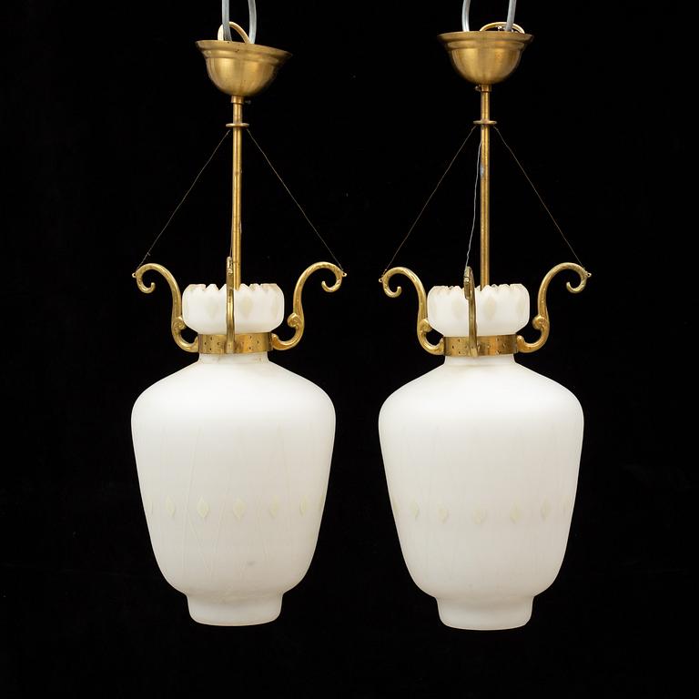 A pair of 1940's ceiling lamps.