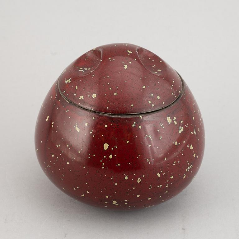 A faience jar with lid, signed Hans Hedberg, Biot, france.