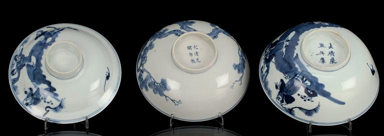 SKÅLAR, 3 st, porslin. Kina, 1800-tal.