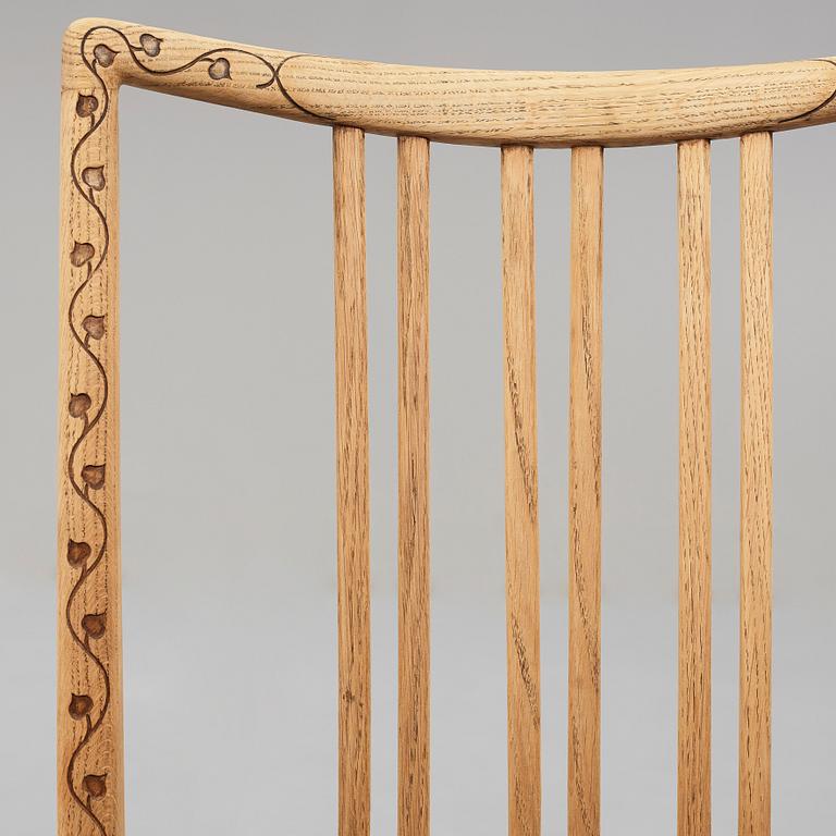 HANS J WEGNER, 3 stolar + utställningsaffisch, Mikael Lauersen, Danmark, 1940-tal.
