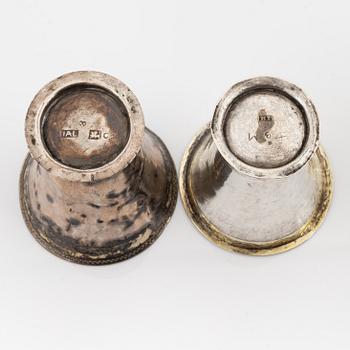 Three Swedish silver beakers, including mark of Jonas Aspelin d ä, Ystad 1785.