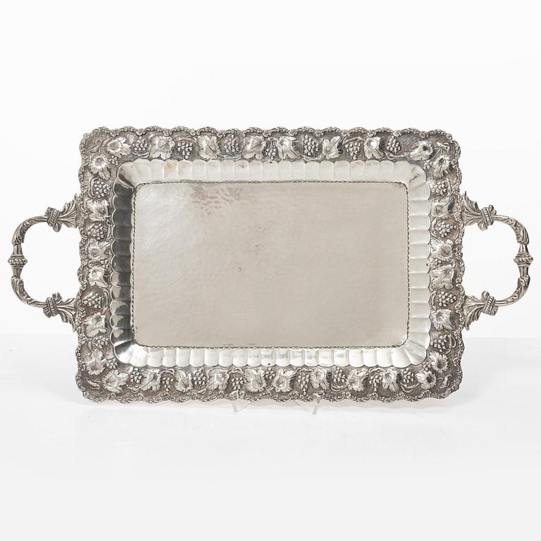 Tray, silver, 20th century.