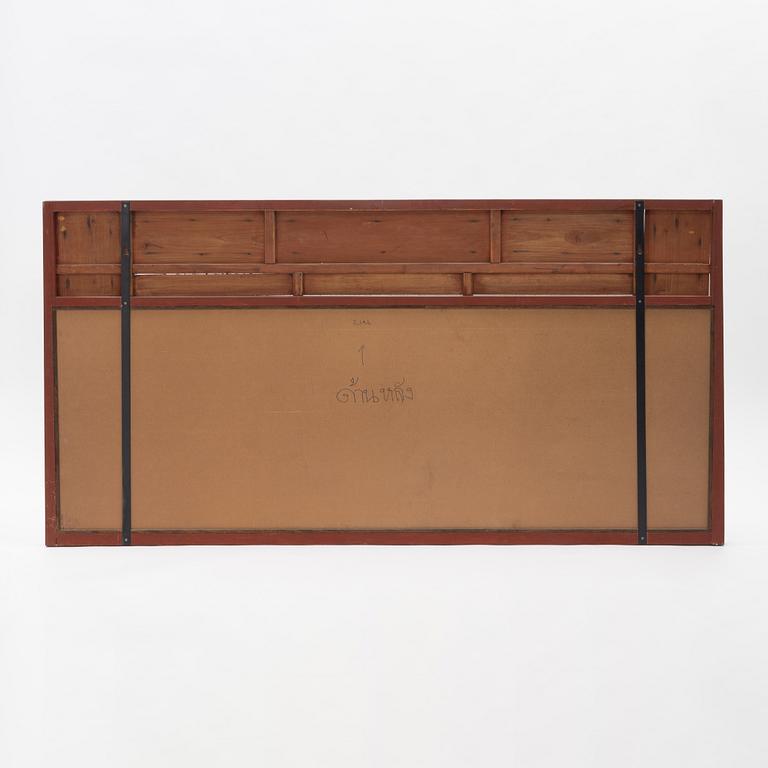 A Chinese gilt and lacquer wooden mirror, 20th century.