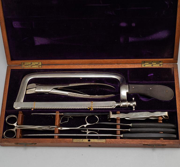 A set of surgical instruments, 20th century.