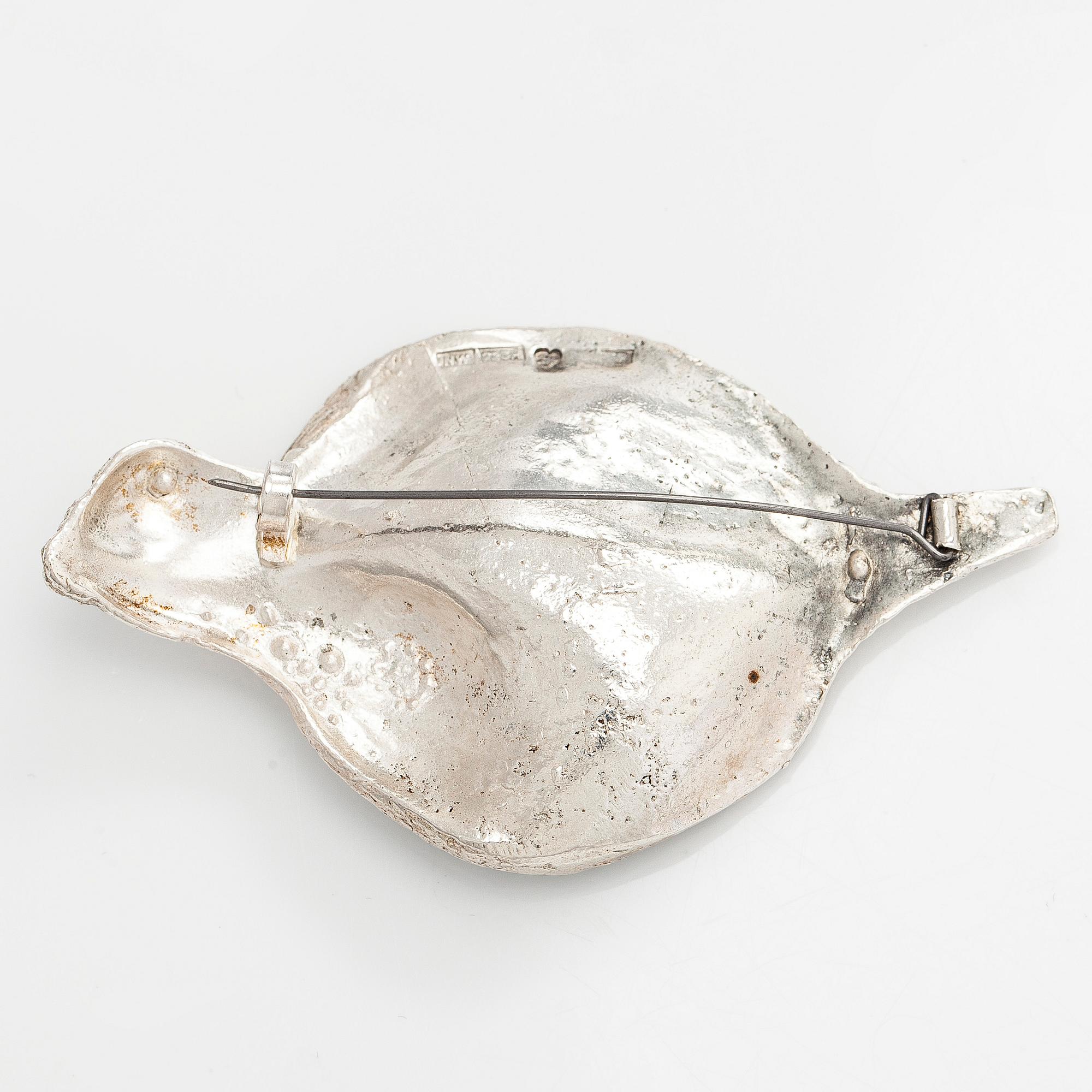 Helky Juvonen, rintaneula, sterlinghopea, Westerback, Helsinki 1972.