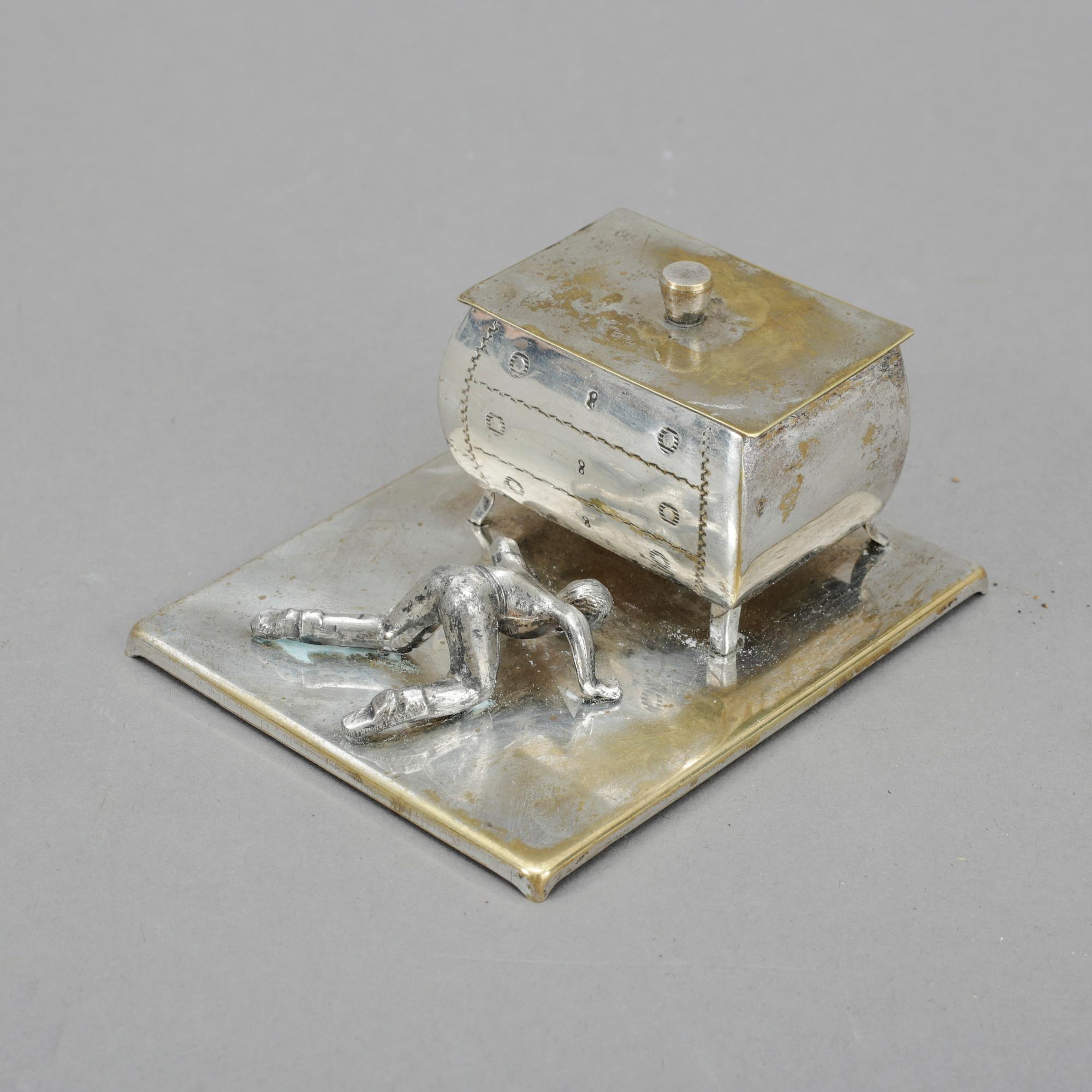 MANSCHETTKNAPPSASK, nysilver, Eskilstuna, 1900-tal.