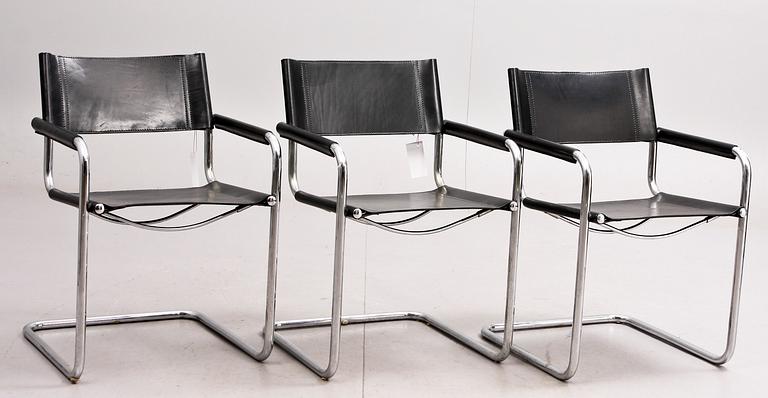 KARMSTOLAR, stålrör, 3 st. 1900-talets slut.