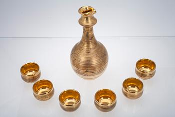 KARAFF samt TUMLARE, 6 st, rödlera, Savitorppa, Finland, 1970/1980-tal.