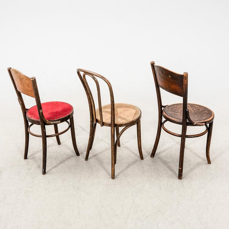 A set of six  bent wood and rattan chairs, one pair Fischel Vienna, from the first half of the 20th century.