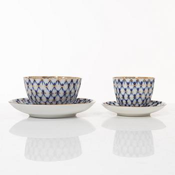 A 35-piece 'Cobalt Net' porcelain  Lomonosov, Soviet Union.