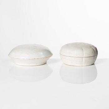 Two qingbai boxes with covers, Song dynasty (960-1279).