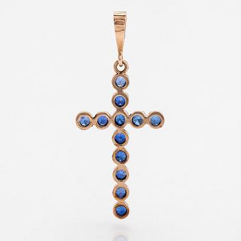 Hänge, kors, 14K guld med safirer. Ryssland, 2000-tal.