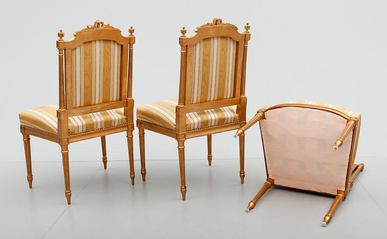 SALONGSGRUPP, 6 delar, Louis Seizestil, 1800-/1900-tal.