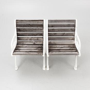 A pair of garden armchairs, Byarum, late 20th century.