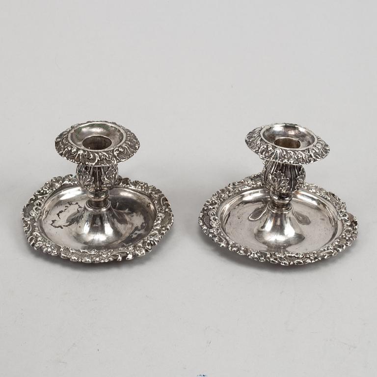 A pair of swedish silver chamber candlesticks, mark of Hans Georg Vogt and HG Vogt & Söner, Kristianstad, one 1853.