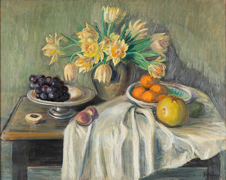 Gideon Börje, Still Life with Fruits and Flowers.