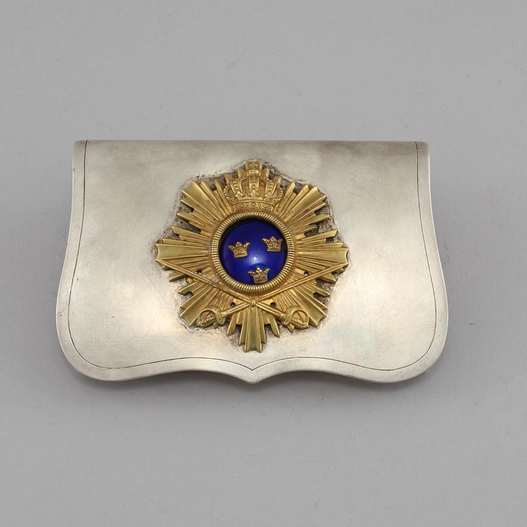 KARTUSCHLÅDA, vitmetall, Sverige, 1900-tal.