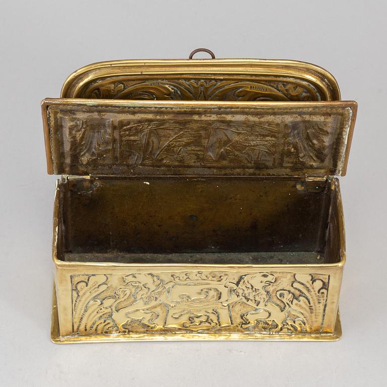 A 19th century brass wall box.