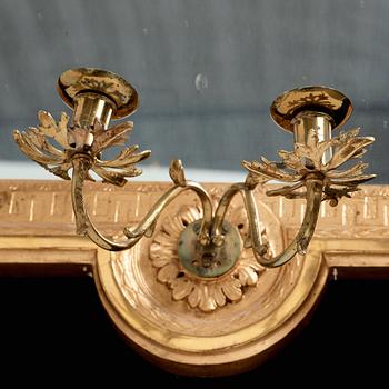 A Swedish Rococo/Gustavian 1770's two-light girandol mirror.