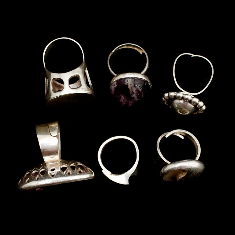 RINGAR, 6 st, silver, bla Finland.