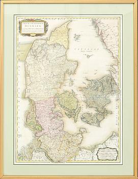William Faden, karta Danmark, handkolorerat kopparstick, London 2 Aug 1790.