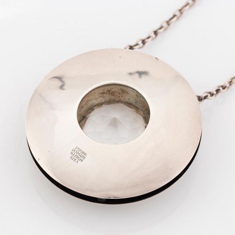 Collier silver med stor bergkristall, Niels Erik From.